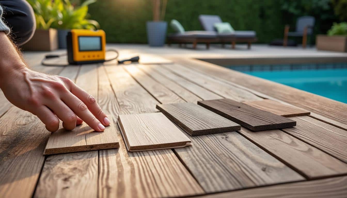 Illustration: Choisir le meilleur matériau pour une terrasse en bois autour de la piscine hors sol
